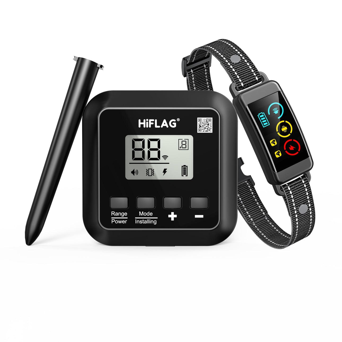 With Training Collar- Hiflag Wireless Dog Fence System Electric Dog Fence Pet Containment System Adjustable Vibration & Shock, IPX6 Waterproof